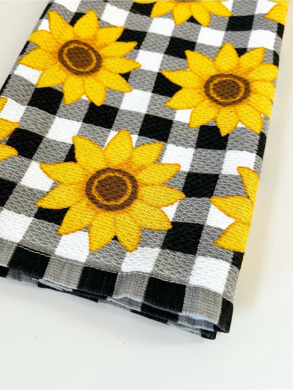 Sunflower Buffalo Plaid Kitchen Towel Set